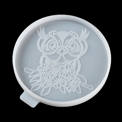 Flat Round with Owl & Flower DIY Cup Mat Silicone Molds LS-SIL-F007-06B-1