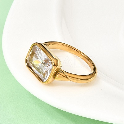 304 Stainless Steel Pave Single Cubic Zirconia Finger Rings for Women RJEW-K316-05G-1