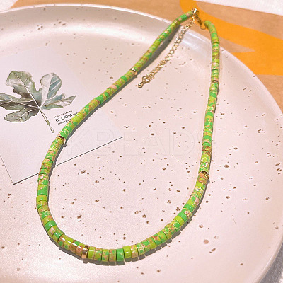 Natural Imperial Jasper Heishi Graduated Beaded Necklaces JO0051-9-1