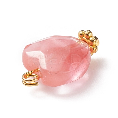 Cherry Quartz Glass Charms PALLOY-JF01863-05-1