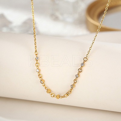 Cubic Zirconia Column Pendant Necklace with Brass Cable Chains LS-UU3534-1-1