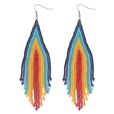Handmade Glass Seed Beads Tassel Dangle Earrings LS-EN2812-2-1