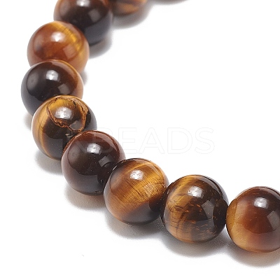 Natural Tiger Eye Beaded Stretch Bracelet BJEW-JB08879-04-1