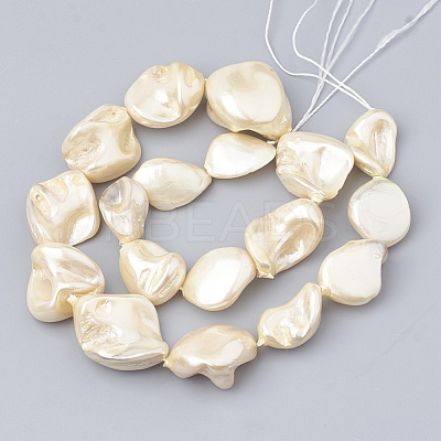 Shell Pearl Beads Strands X-BSHE-Q031-15H-1