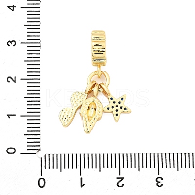 Brass Micro Pave Blue Cubic Zirconia European Dangle Charms KK-F904-07G-1