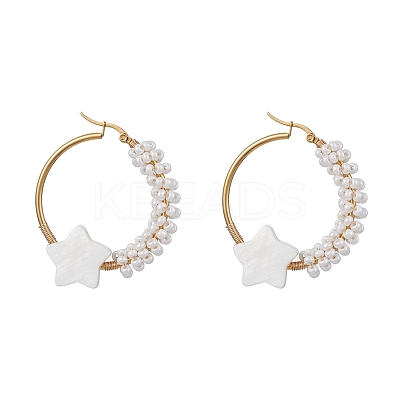 Brass Hoop Earrings EJEW-JE05680-1