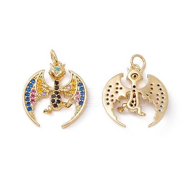 Rack Plating Brass Micro Pave Colorful Cubic Zirconia Pendants ZIRC-C040-48A-G-1