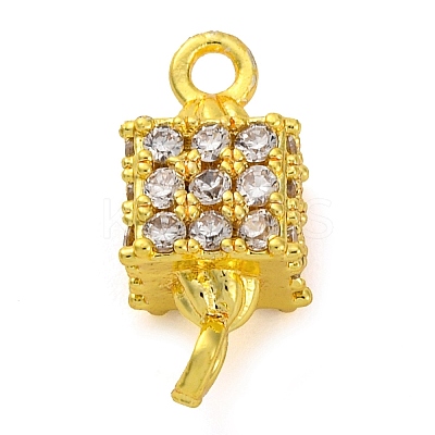 Brass Micro Pave Cubic Zirconia Cube Links Connector Charms KK-A230-04G-1
