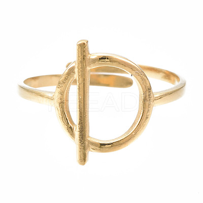 304 Stainless Steel Toggle Clasp Shape Open Cuff Ring RJEW-T023-85G-1