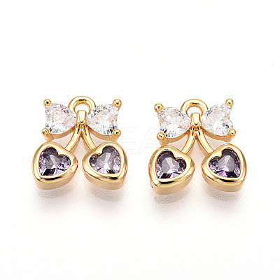 Brass Micro Pave Cubic Zirconia Charms KK-N261-94C-G-1