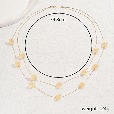 Elegant 201 Stainless Steel Multi-Layer Butterfly Necklace for Women's Party XD6071-1