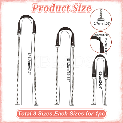 3Pcs 3 Styles PU Leather Bag Straps FIND-WR0009-99C-1