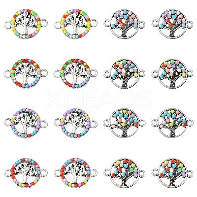20Pcs 2 Styles Alloy Enamel Tree of Life Connector Charms FIND-CJ0001-62-1