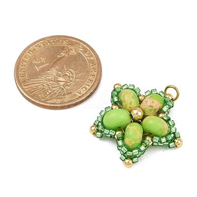 Handmade Glass Seed Beaded & Synthetic Dyed Imperial Jasper Beads Pendants PALLOY-MZ00752-1