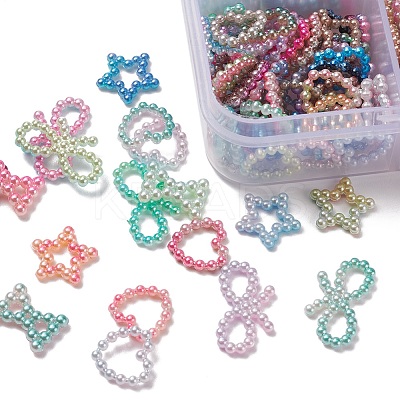 220Pcs 4 Styles Rainbow ABS Plastic Imitation Pearl Linking Rings OACR-YW0001-18-1