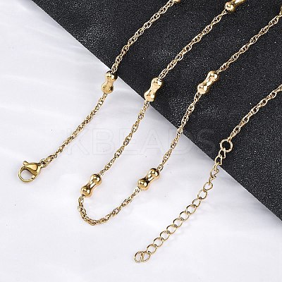 304 Stainless Steel Bone Rope Chain Necklaces NJEW-C073-09G-1