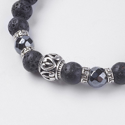 Natural Lava Rock Beads Stretch Bracelets BJEW-E326-05-1