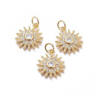 Brass Micro Pave Cubic Zirconia Pendants ZIRC-G163-16G-1