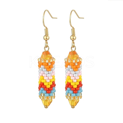 Glass Seed Braided Column Dangle Earrings EJEW-MZ00060-02-1