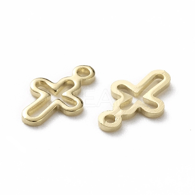 Brass Tiny Cross Charms KK-L205-10G-1