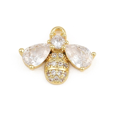 Brass Micro Pave Clear Cubic Zirconia Charms CU-CBAD306-07G-1