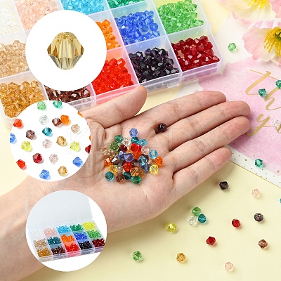 15 Strands 15 Colors Transparent Glass Beads Strands EGLA-FS0001-46-1