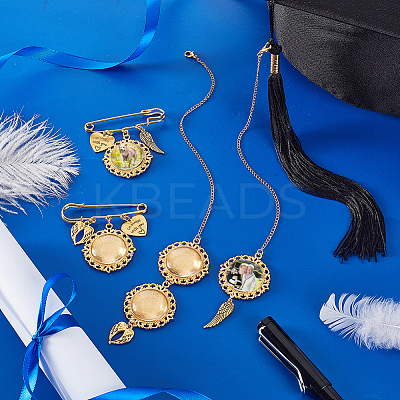 DIY Brass Graduation Cap Photo Pendant Decoration & Stainless Steel Brooches Making Kits HJEW-GA00052-01-1