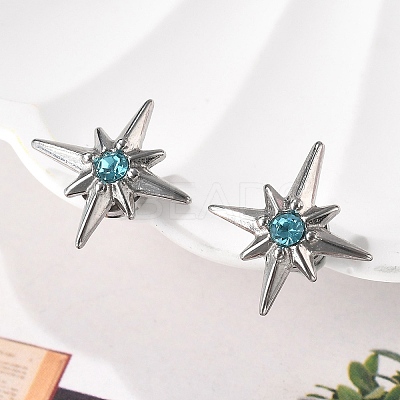 Rhinestone Star Clip-on Earrings EJEW-B116-01P-04-1
