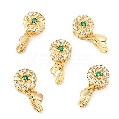 Brass Micro Pave Cubic Zirconia Pendant Pinch Bails KK-I705-06G-1