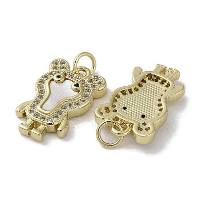 Brass Micro Pave Cubic Zirconia Pendants KK-G485-31B-G-1