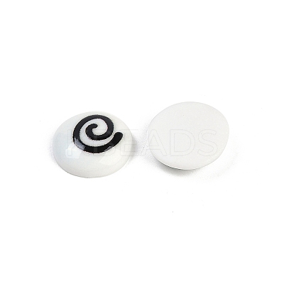 White and Black Flat Round Cartoon Resin Cabochons LS-CRES-Q009-01E-1
