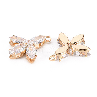 Brass Micro Pave Clear Cubic Zirconia Pendants KK-Q253-002G-A-1