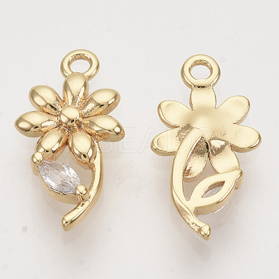 Brass Micro Pave Clear Cubic Zirconia Pendants KK-T054-16G-B-01-NF-1