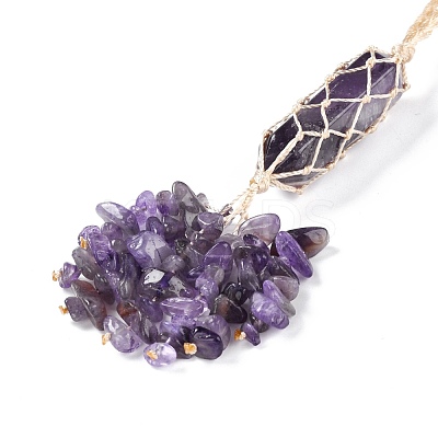 Natural Amethyst Reiki Healing Wall Hanging Pendant HJEW-C005-01C-1