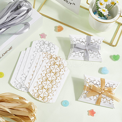 40Sets 2 Colors Hot Stamping Pillow Cardboard Paper Printed Candy Boxes CON-BBC0001-13B-1