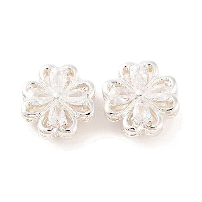 Brass Micro Pave Clear Cubic Zirconia Beads KK-S389-21S-1