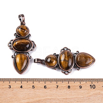 Natural Tiger Eye Pendants G-Q158-04-13-1