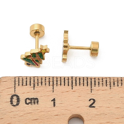 Christmas 304 Stainless Steel Stud Earrings EJEW-A144-01A-G-1