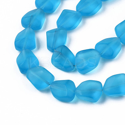Transparent Frosted Glass Beads Strands FGLA-S001-02-1