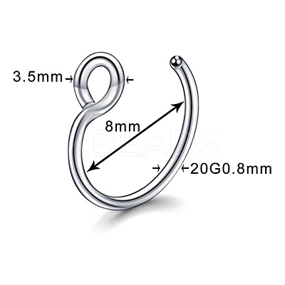 316 Surgical Stainless Steel Clip on Nose Rings WGA7223-09-1