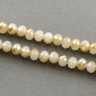 Half Plated Imitation Jade Faceted Rondelle Glass Bead Strands EGLA-S092-6mm-M-1