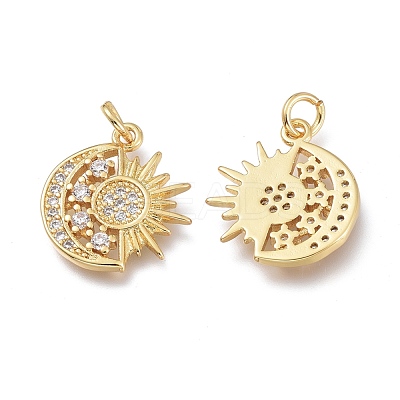 Brass Micro Pave Clear Cubic Zirconia Pendants ZIRC-Q023-09G-1