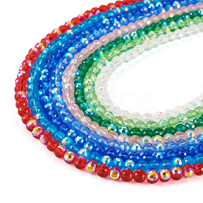 8 Strands 8 Colors Transparent Electroplate Glass Beads Strands EGLA-TA0001-27B-1