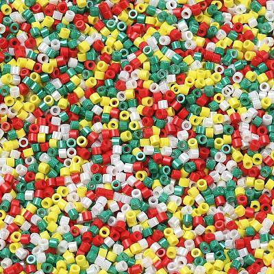 4 Colors Christmas 11/0 Grade A Baking Paint Glass Seed Beads SEED-X0058-12-1