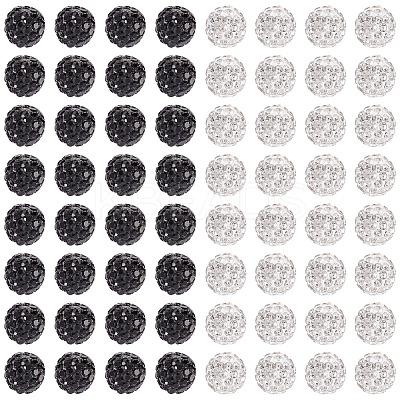 100Pcs 2 Colors Pave Disco Ball Beads RB-TA0001-28-1