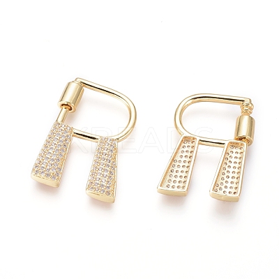 Brass Micro Pave Cubic Zirconia Screw Carabiner Lock Charms KK-I033-01G-R-1
