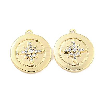 Brass Micro Pave Clear Cubic Zirconia Charms KK-S386-21G-1