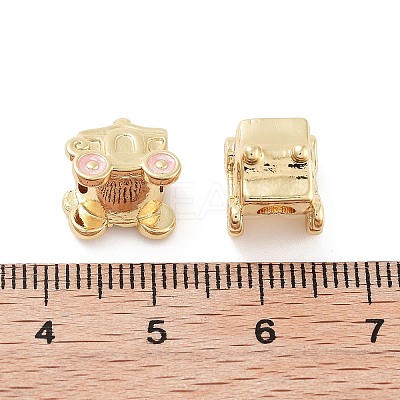 Pumpkin Carriage Rack Plating Brass Enamel Beads KK-G512-07A-G-1