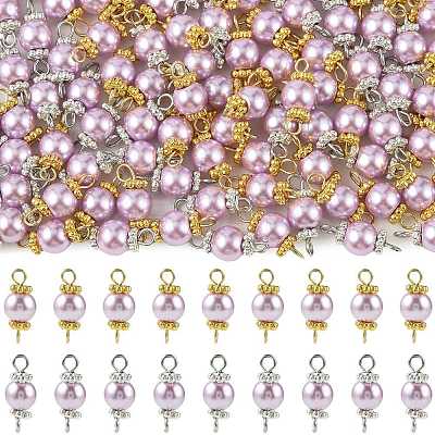 96Pcs 2 Style Glass Pearl Connector Charms PALLOY-FS00064-1