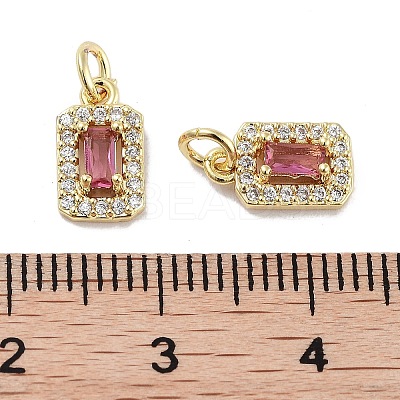 Brass Micro Pave Cubic Zirconia Charms KK-C051-11G-04-1